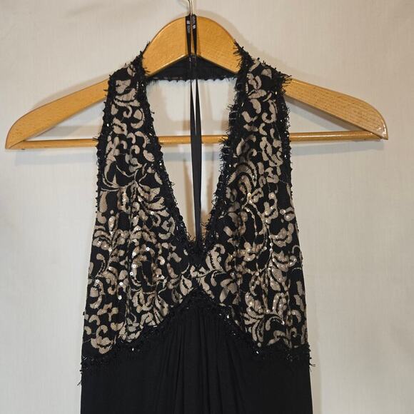 Tadashi Collection Sequin Maxi Gown Dress Halter Lace Event Lined Y2K Glam 6 - Picture 3 of 10